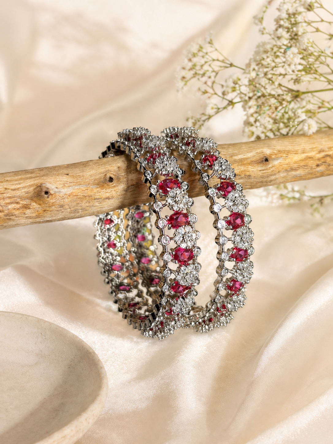 Red crystal bangle set