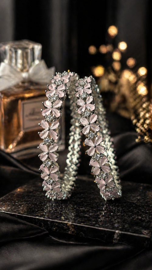 Pink floral statement bangles